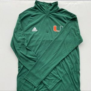 University of Miami Adidas Quarterzip Green